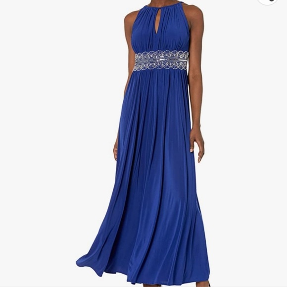 R&M Richards Embellished Waist Gathered Halter Dress Women’s Size 8 Petite - Picture 13 of 17